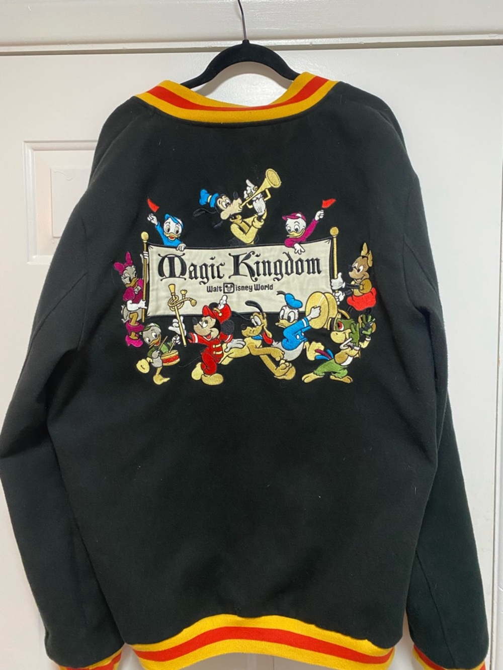 Disney Black Jacket with Yellow & Red Striped Collar